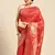 Women's Red Kota Lichi Golden Zari Ethnic Motif Banarasi StyleContemporary Woven Design Saree With Running Blouse Piece