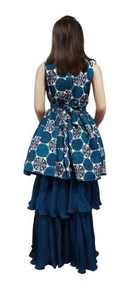 White Button Girls Rama Green Digital Print Crushed FabricSharara Suit 2