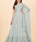 Light-blue embroidered faux georgette salwar