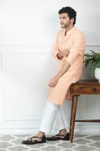 Tropical Peach Kurta Set