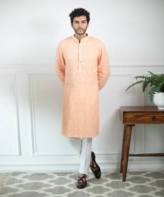 Tropical Peach Kurta Set 1