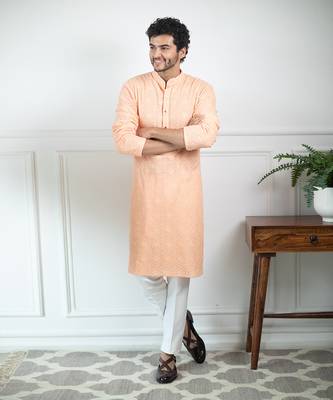 Tropical Peach Kurta Set 3