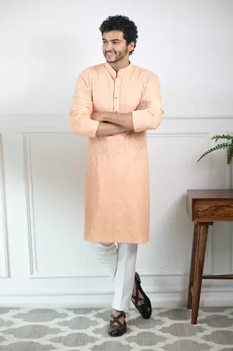 Tropical Peach Kurta Set