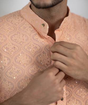 Tropical Peach Kurta Set 4