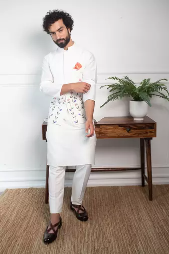 Vivid Floral Nehru Jacket Set