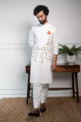 Vivid Floral Nehru Jacket Set