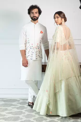 Vivid Floral Nehru Jacket Set