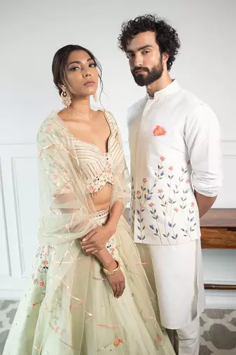Vivid Floral Nehru Jacket Set