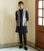 Sheen Black Nehru Jacket Set