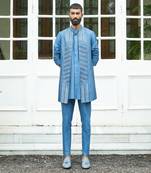 Linear Blue Shrug Set