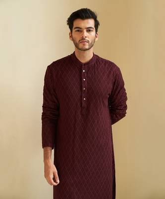 Ox Blood Kurta Set 4