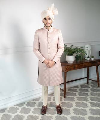 Pale Patterned Sherwani 1