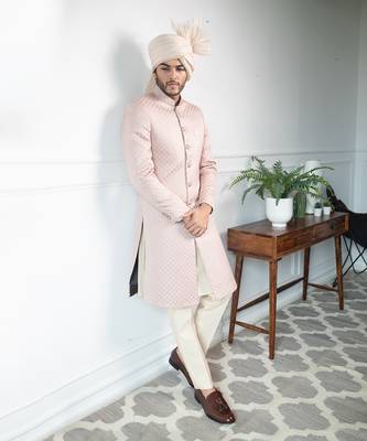 Pale Patterned Sherwani 2