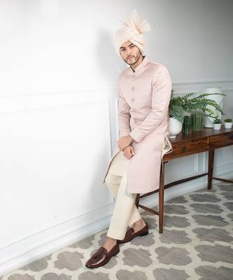 Pale Patterned Sherwani 3