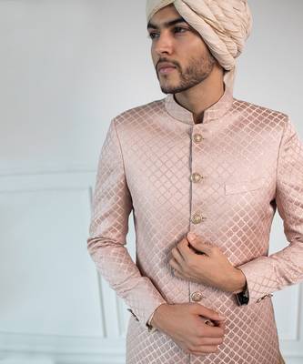 Pale Patterned Sherwani 4