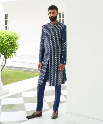 Insignia Blue Sherwani Set 1