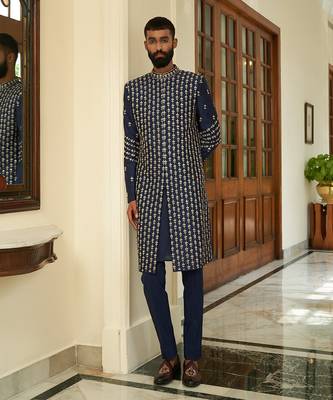 Insignia Blue Sherwani Set 2