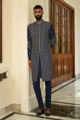 Insignia Blue Sherwani Set