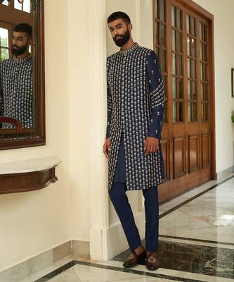 Insignia Blue Sherwani Set 3