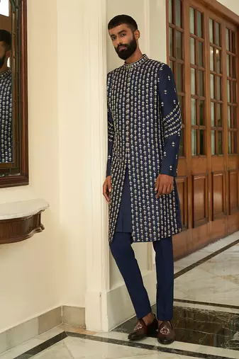 Insignia Blue Sherwani Set