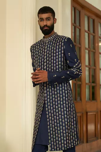 Insignia Blue Sherwani Set