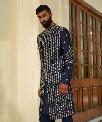 Insignia Blue Sherwani Set 5