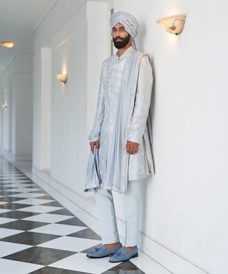 Ash Blue Sherwani Set 3