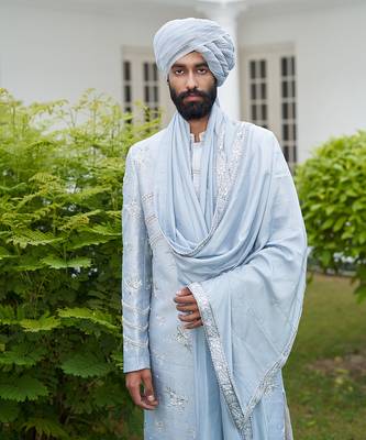 Ash Blue Sherwani Set 5