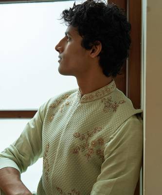 Celedon Sleeveless Sherwani 2