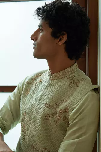 Celedon Sleeveless Sherwani
