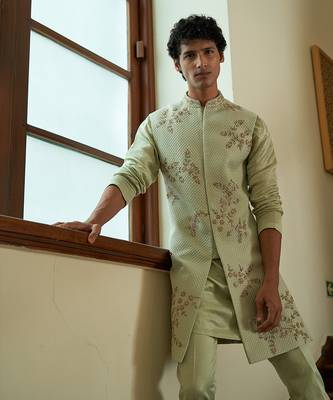 Celedon Sleeveless Sherwani 5