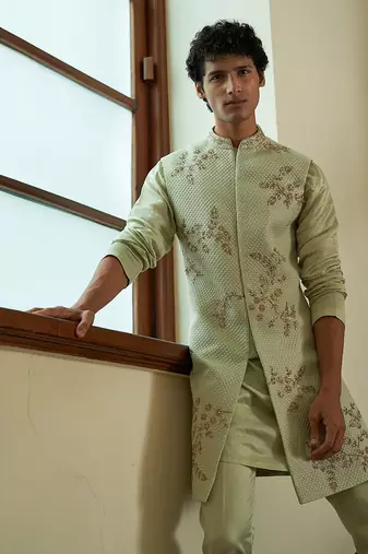 Celedon Sleeveless Sherwani