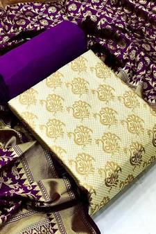 Beige zari woven
 brocade salwar