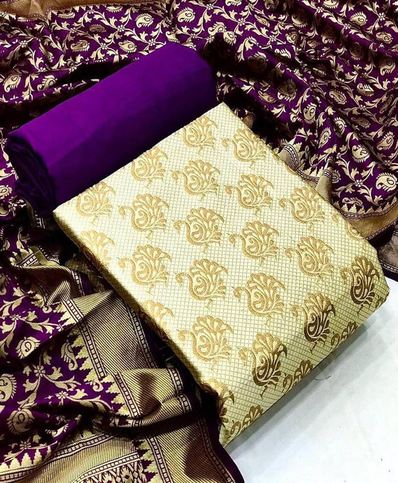 Beige zari woven
 brocade salwar