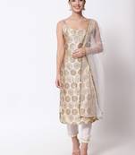White jacquard cotton silk salwar