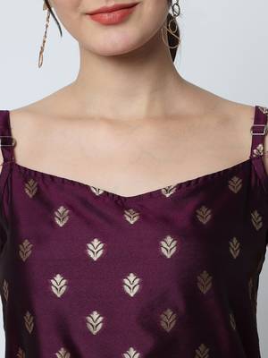 Purple jacquard cotton silk Kurta Pant With Dupatta 2
