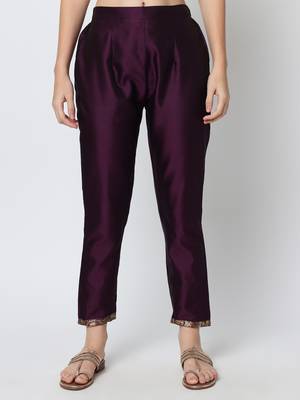 Purple jacquard cotton silk Kurta Pant With Dupatta 4