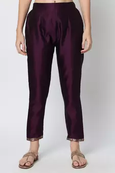 Purple jacquard cotton silk Kurta Pant With Dupatta