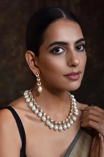 Swabhimann Gold Pearl Necklace