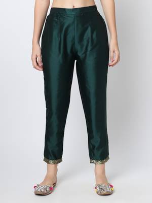 Dark-green jacquard cotton silk Kurta Pant With Dupatta 4