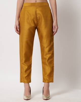 Mustard embroidered silk blend Kurta Pant With Dupatta 4