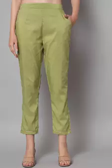Light-green embroidered silk blend Kurta Pant With Dupatta