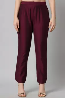 Purple embroidered silk blend Kurta Pant With Dupatta