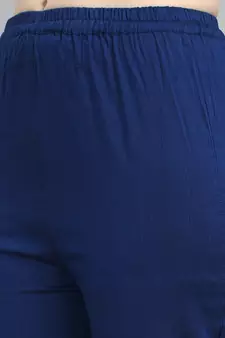 Blue embroidered silk blend Kurta Pant With Dupatta