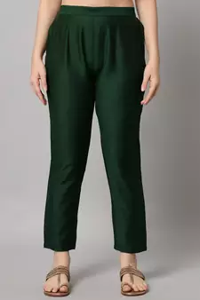 Dark-green embroidered silk blend Kurta Pant With Dupatta