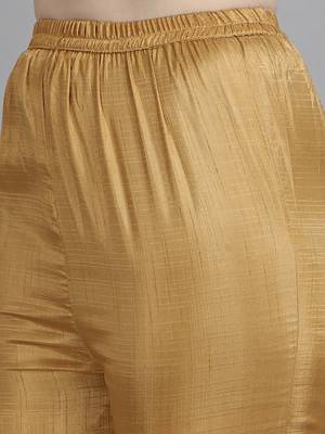 Mustard embroidered silk blend Kurta Pant With Dupatta 4