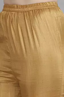 Mustard embroidered silk blend Kurta Pant With Dupatta