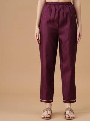 Purple embroidered silk blend Kurta Pant With Dupatta 3