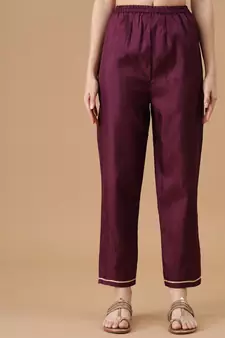 Purple embroidered silk blend Kurta Pant With Dupatta