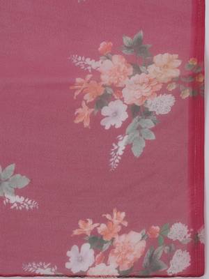 Red embroidered silk blend Kurta Pant With Dupatta 4